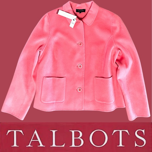 Talbots pink double-faced wool blend jacket blazer size 14 NWT - Picture 1 of 2
